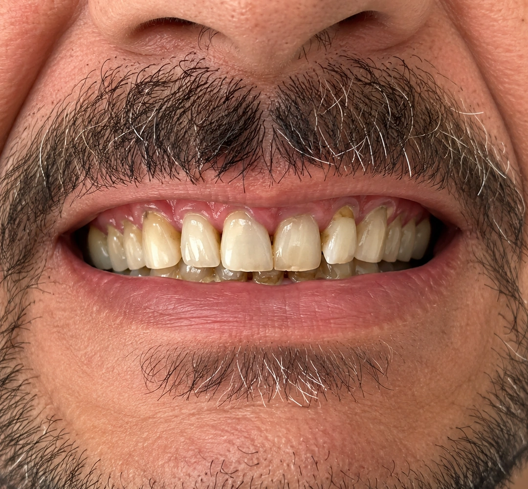 Antes do tratamento de periodontia, mostrando apenas a região da boca.