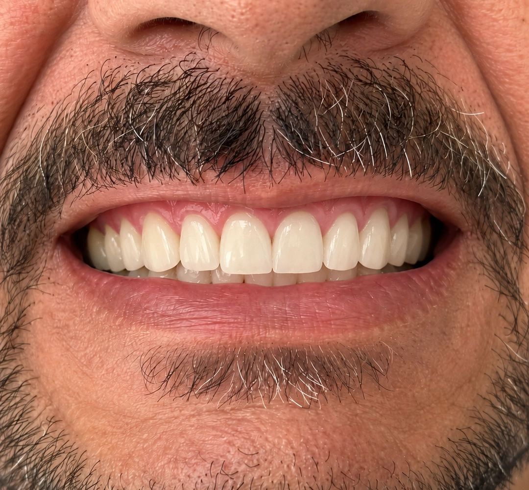 Depois do tratamento de periodontia, mostrando apenas a região da boca.